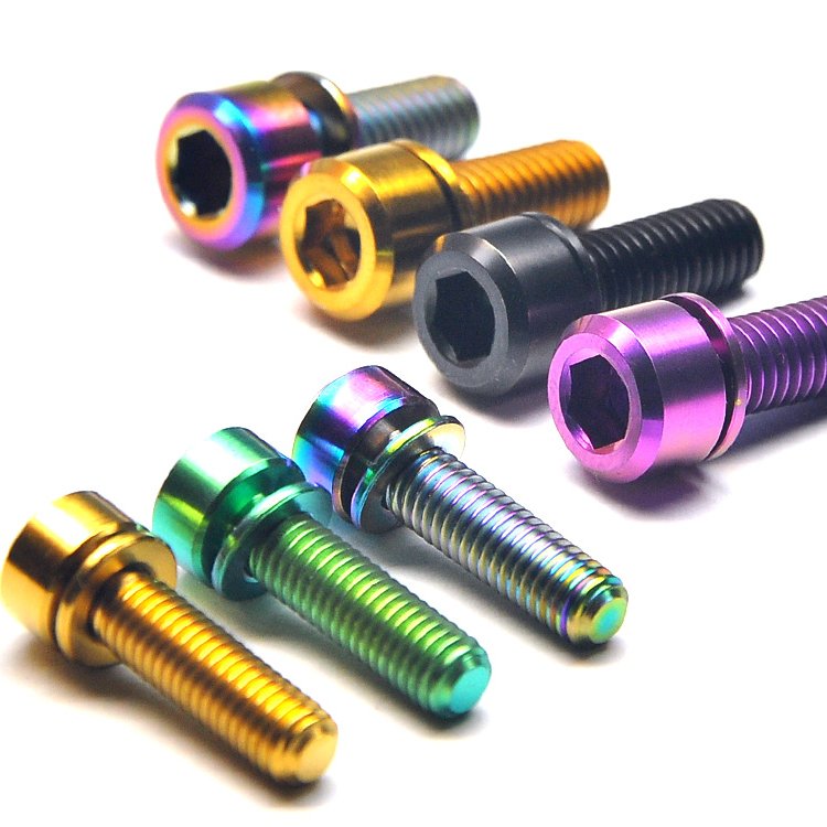 Bicycle MTB Titanium Stem Screws M6*18 M6x18 M6*20mm Allen Hex Ti Bolts With Washer Spacer for Bicycle Brake Caliper